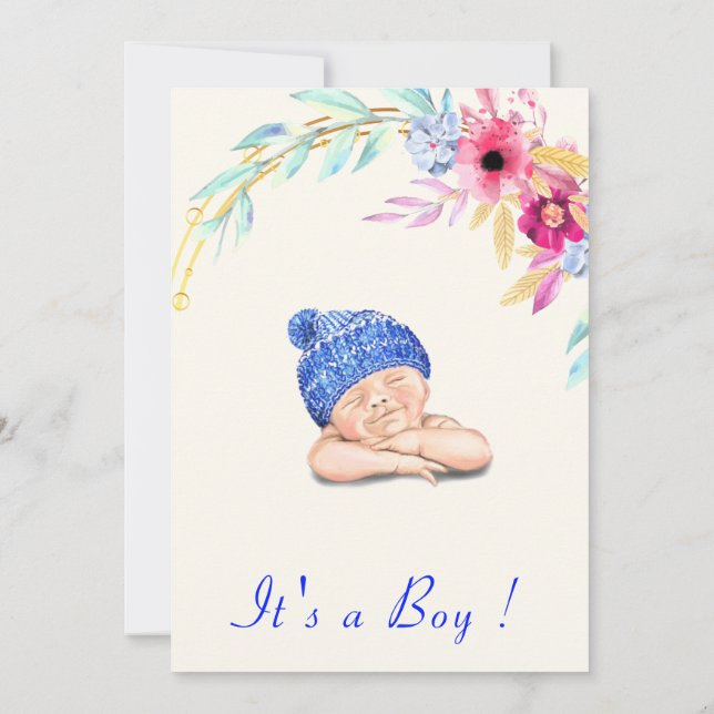 It's a Boy ! Happy Sleeping Baby Shower Invitation (Back)