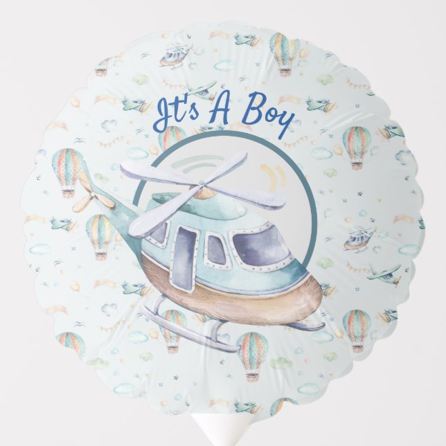 Its A Boy Helicopter Balloon (Front)
