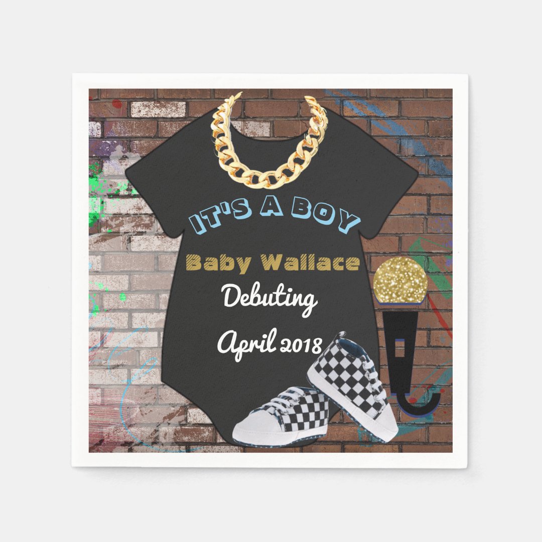 It's a BOY Hip Hop Throwback Baby Shower Napkin Zazzle