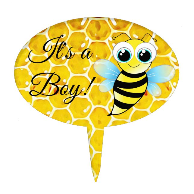 Its a Boy Honeycomb Bumble bee Cupcake Topper (Front)