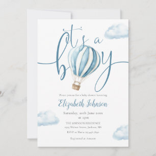 Its A Boy Hot Air Balloon All In One Baby Shower Invitation