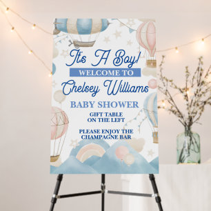 It's A Boy Hot Air Balloon Welcome Sign