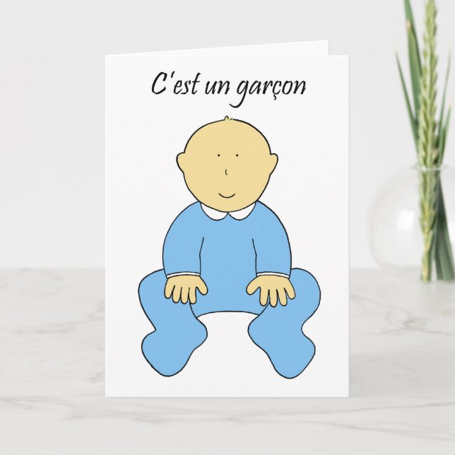 It's a Boy  in French C’est un Garcon Announcement (Front)