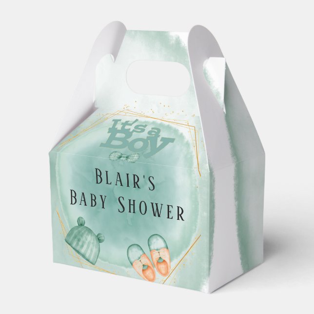 It's A Boy In Mint Green Baby Shower Favor Boxes (Front Side)