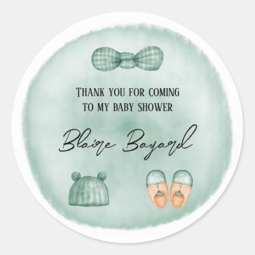 Its A Boy In Mint Green Baby Shower Thank You Classic Round Sticker