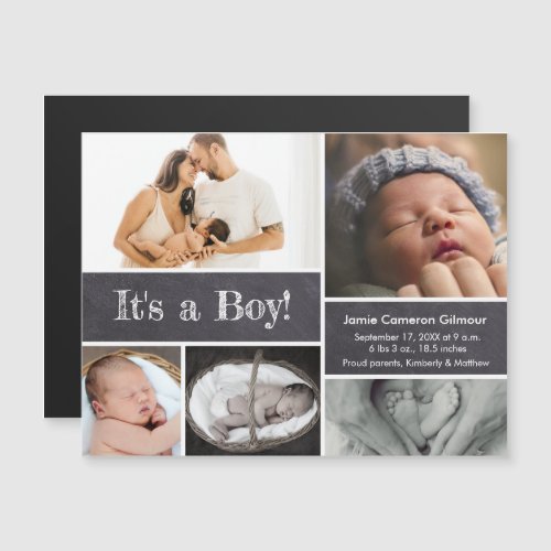 Its a boy Introducing Baby photo collage Magnetic Invitation