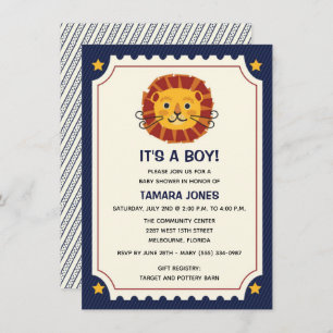 It's a Boy Jungle Lion Baby Shower Invitation