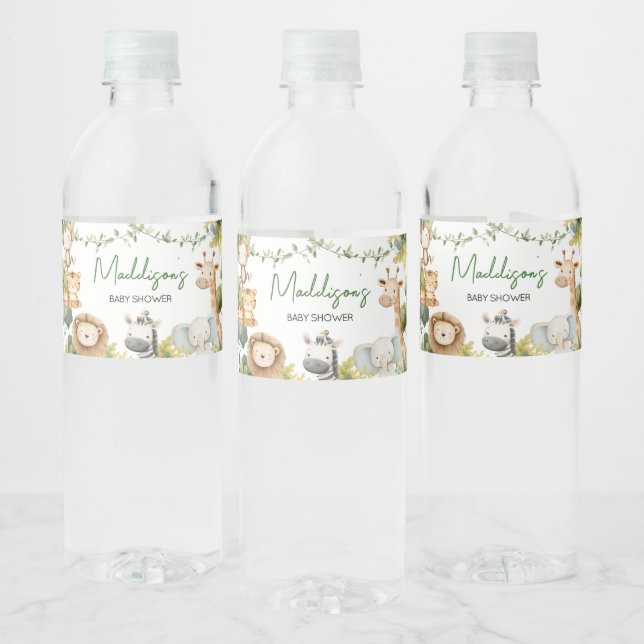 It's a Boy Jungle Safari Animal Baby Shower Water Bottle Label (Bottles)