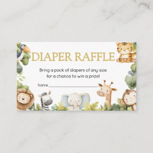 It's a Boy Jungle Safari Animal Diaper Raffle Enclosure Card