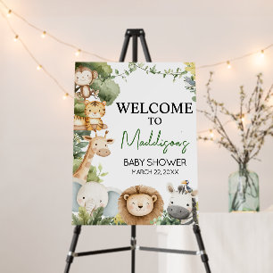 It's a Boy Jungle Safari Animal Welcome Sign