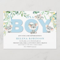 It's A Boy Koala Babies Baby Shower Invitations