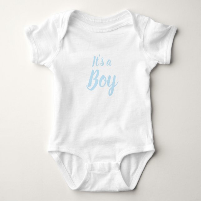 It's a Boy, light blue baby shower, gender reveal Baby Bodysuit (Front)