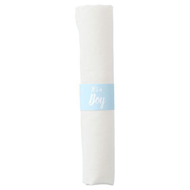 It's a Boy, light blue baby shower, gender reveal Napkin Bands (Front)