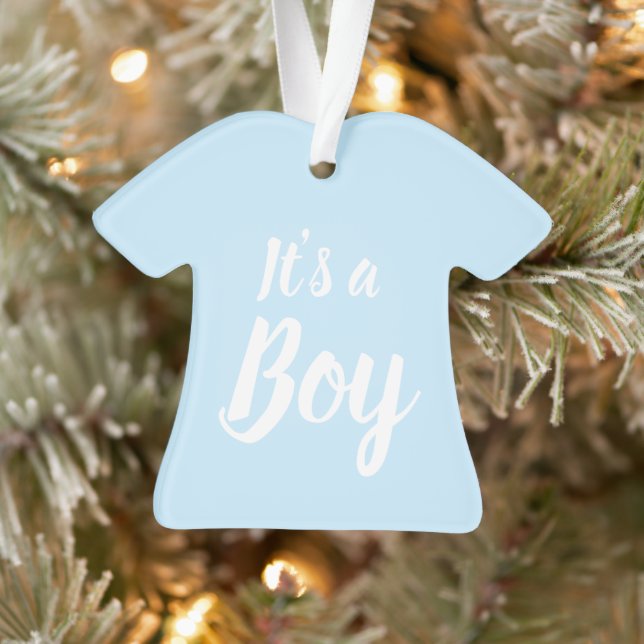 It's a Boy, light blue baby shower, gender reveal Ornament (Tree)
