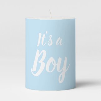 It's a Boy, light blue baby shower, gender reveal Pillar Candle