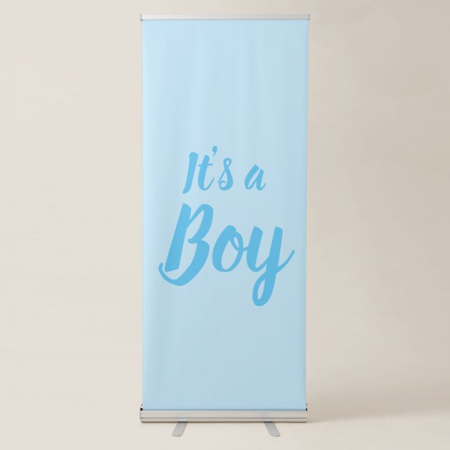 It's a Boy, light blue baby shower, gender reveal Retractable Banner (Front)