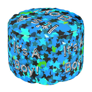 It's A Boy! Light Blue Stars Pouf