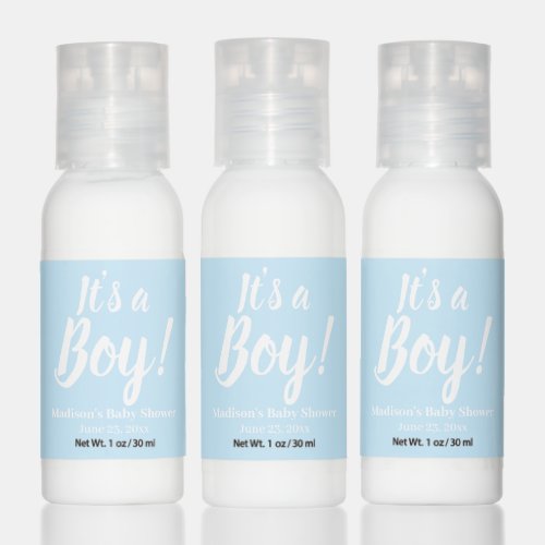 Its a Boy light blue white baby shower favors Hand Lotion