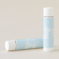 It's a Boy light blue white baby shower favors Lip Balm