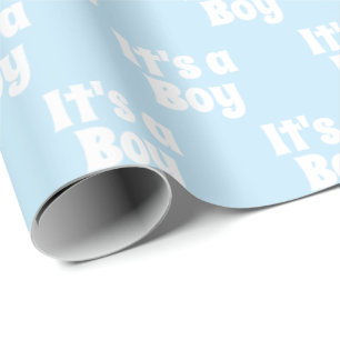 It's a Boy, light blue white baby shower gift Wrap