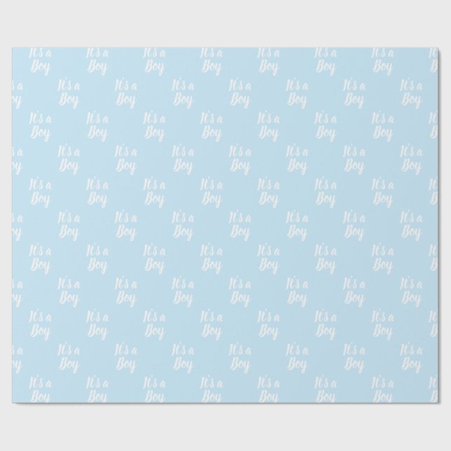 It's a Boy, light blue white baby shower gift Wrapping Paper (Flat)