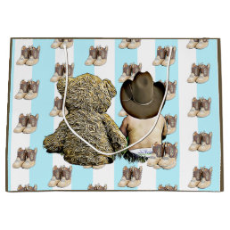 It&#39;s a Boy Lil Cowboy Baby and Teddy Bear Large Gift Bag