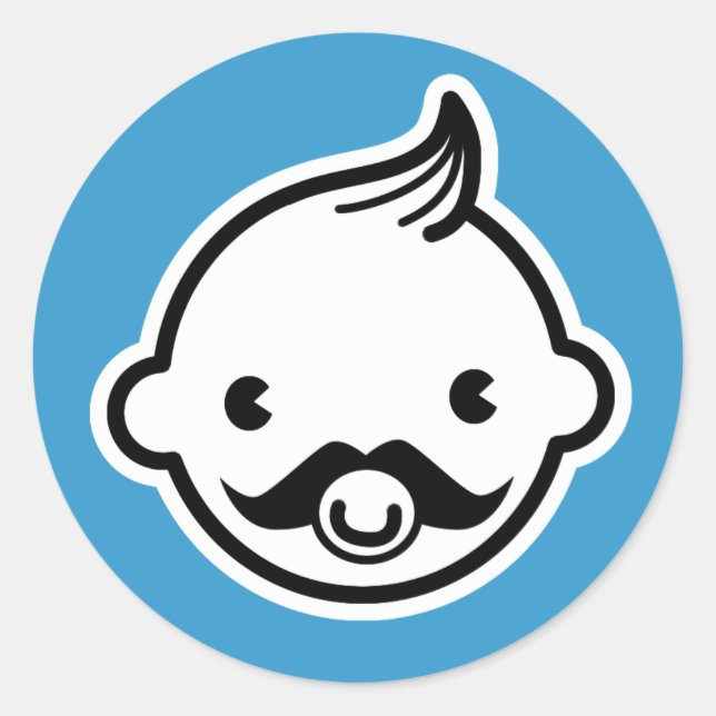 It's a boy! Little Man Mustache Blue Stickers (Front)