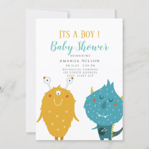 Its a boy Little monster baby shower Invitation