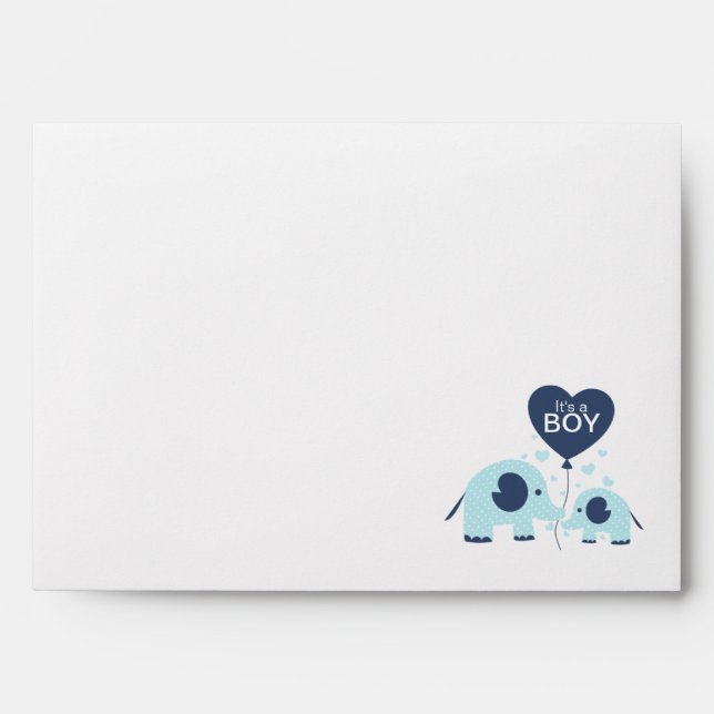 It's a Boy Lovely Blue Elephant Baby Shower Envelope (Front)