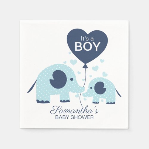 Its a Boy Lovely Blue Elephant Baby Shower Napkins