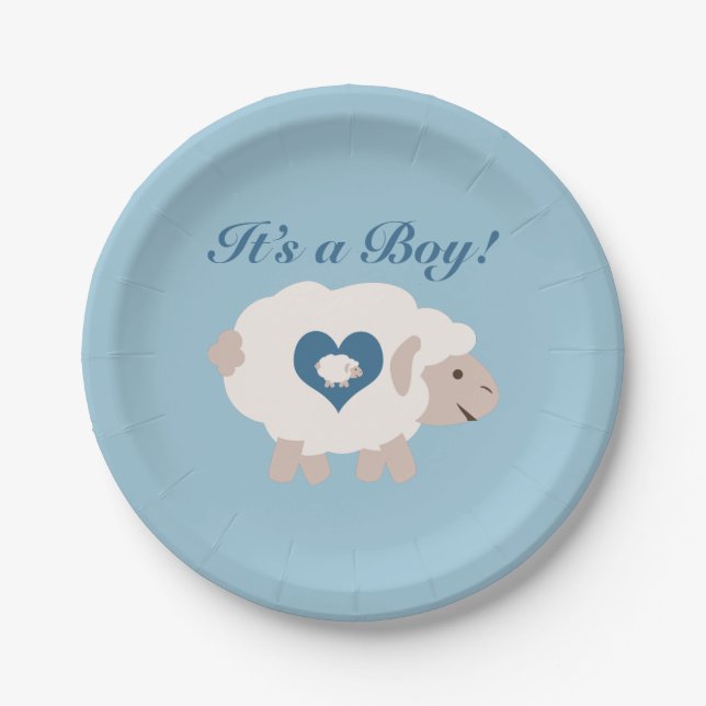 It's a Boy! Mama Sheep Paper Plates (Front)