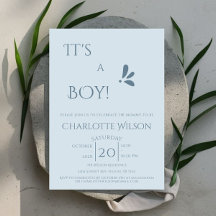 It's A Boy! Minimalism Pastel Blue Baby Shower