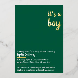 It's a Boy Minimalist Baby Shower Foil Invitation