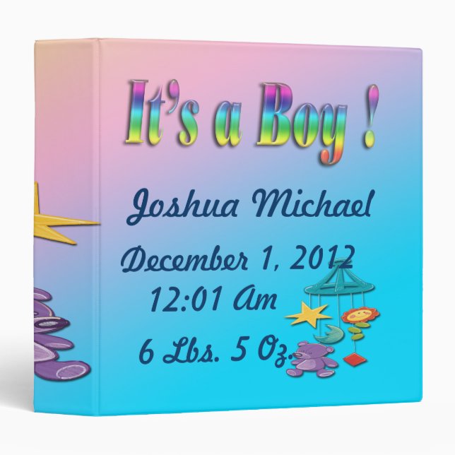 It's A Boy -  Mobile Keepsake Baby Book Binder (Front/Spine)