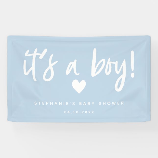 it's a boy modern blue baby shower banner (Horizontal)