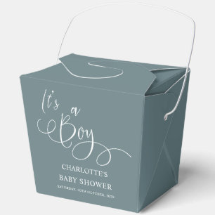 It's a Boy! Modern Minimal Calligraphy Baby Shower Favor Boxes