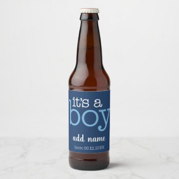 It's A Boy - Modern  Whimsical Navy & White Beer Bottle Label by MarshBaby at Zazzle