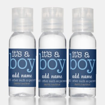 It's A Boy - Modern  Whimsical With Baby Name Hand Sanitizer by MarshBaby at Zazzle