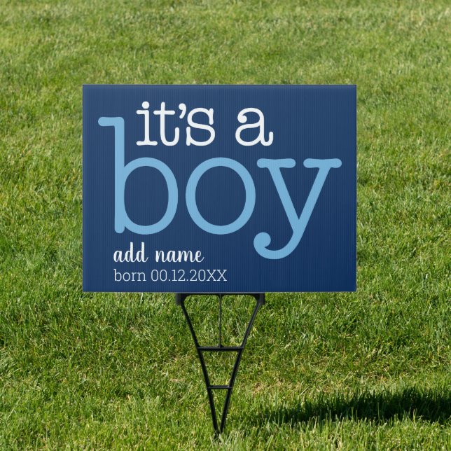 It's A Boy - Modern, Whimsical with Baby Name Sign (Insitu)