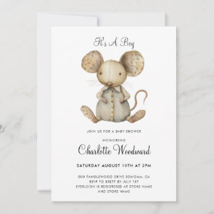 It's A Boy Mouse Boy Baby Shower Invitation