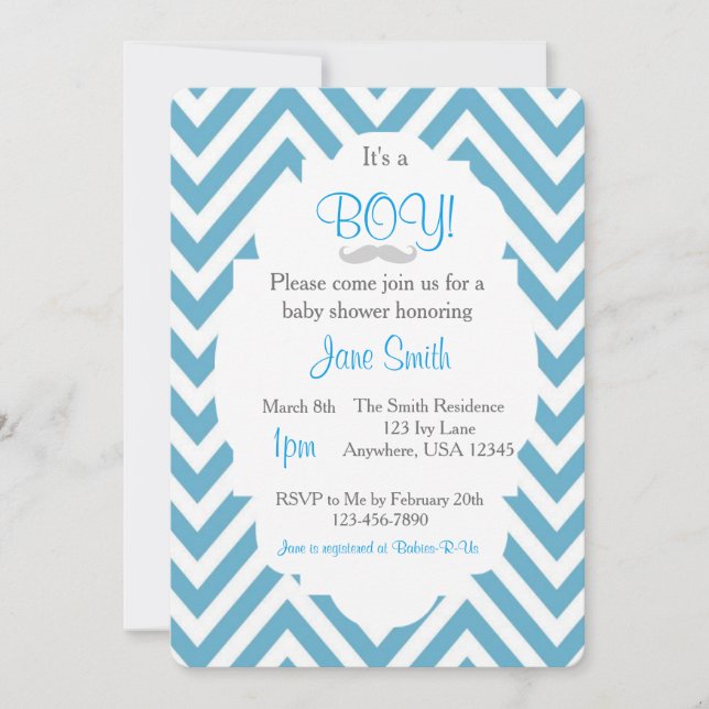 It's a Boy Mustache Baby Shower Invitation (Front)