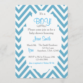 It's a Boy Mustache Baby Shower Invitation