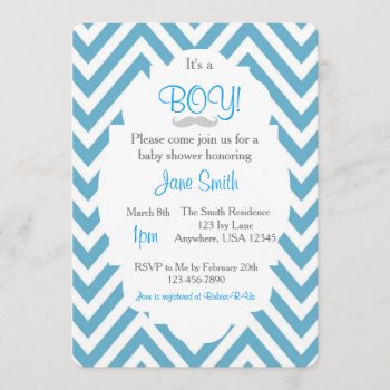 It's A Boy Mustache Baby Shower Invitation by CardinalCreations at Zazzle