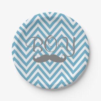 It's A Boy Mustache Theme Baby Shower Paper Plates by CardinalCreations at Zazzle