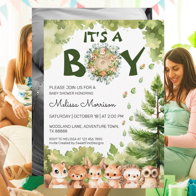 It's A Boy Nature Woodland Baby Boy Shower Invitation (It's A Boy Nature Woodland Baby Boy Shower Invitation)