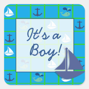 It's a Boy Nautical Baby Shower Sticker