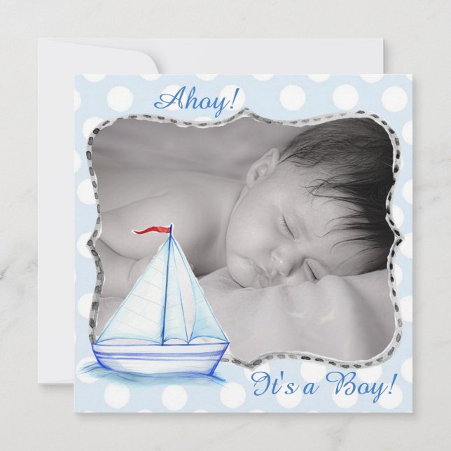 It's a Boy, Nautical Birth Announcement (Front)