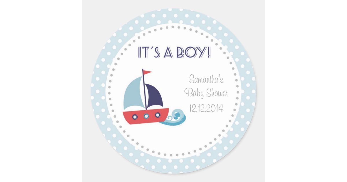 It S A Boy Nautical Sailboat Baby Shower Stickers Zazzle Com