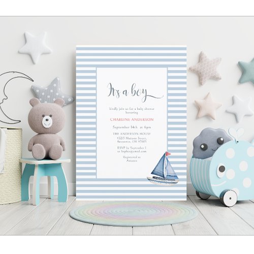 Its a Boy Nautical Watercolor Baby Shower Invitation