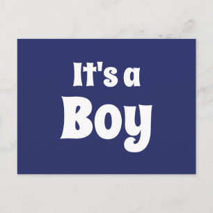 It's a Boy navy blue white cute baby announcement Postcard